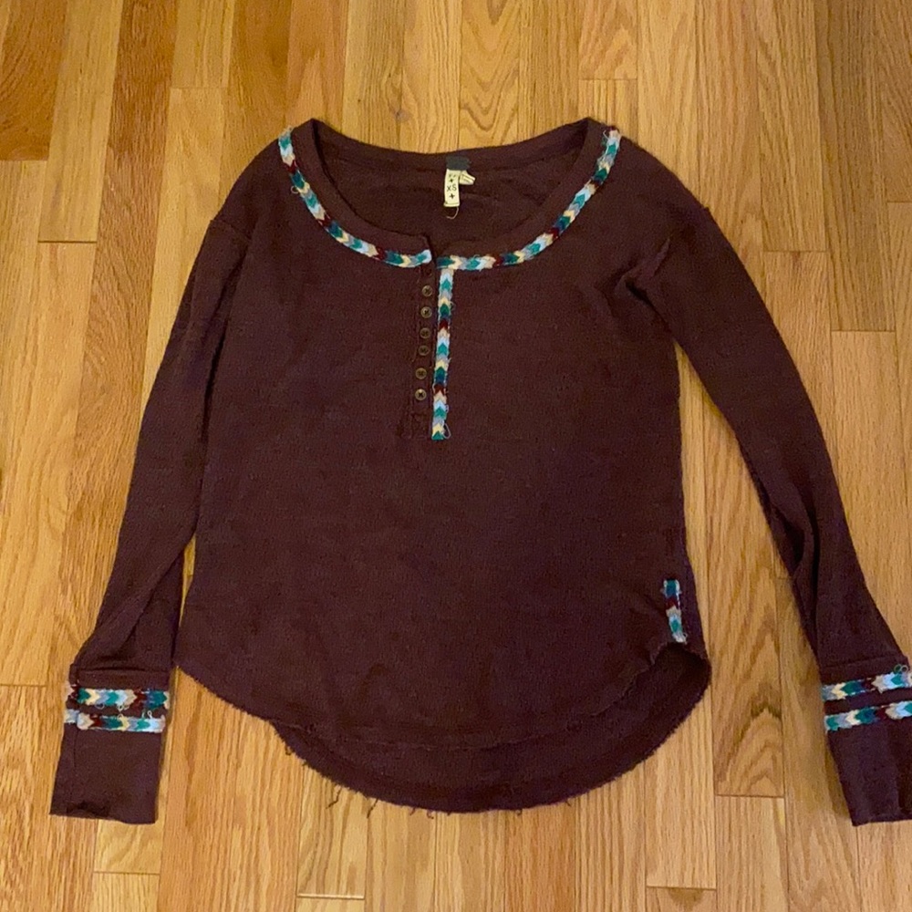 Free People button long sleeve shirt